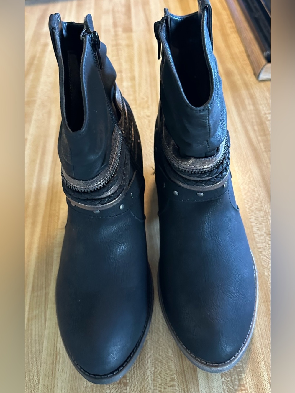 Women's Black Ankle Boots with Zipper Detail